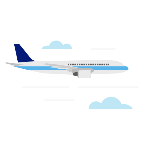 Airplane flying through the clouds to represent patients traveling while on dialysis