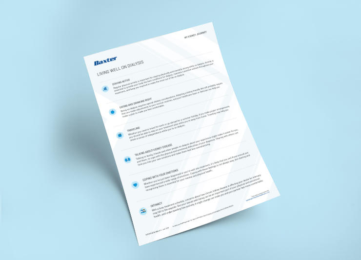 Downloadable guide to an overview of choices and activities for living well on dialysis