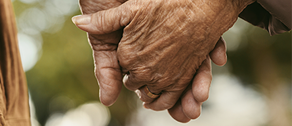 Couple out for a walk, holding hands